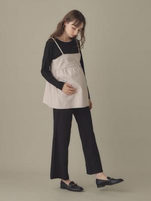 マタニティ パンツ|fairy（フェアリー）【産前産後対応】らくちんパンツ（ストレート）【出産後も長く使える】|ブラック