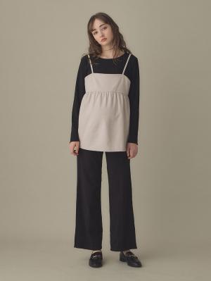 マタニティ パンツ|fairy（フェアリー）【産前産後対応】らくちんパンツ（ストレート）【出産後も長く使える】|ブラック