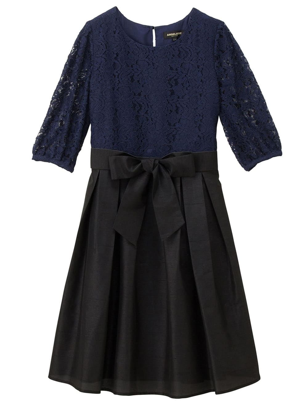マタニティ ワンピース|レース&シャンタンワンピース マタニティ・授乳服【出産後も長く使える】|ネイビー×ブラック