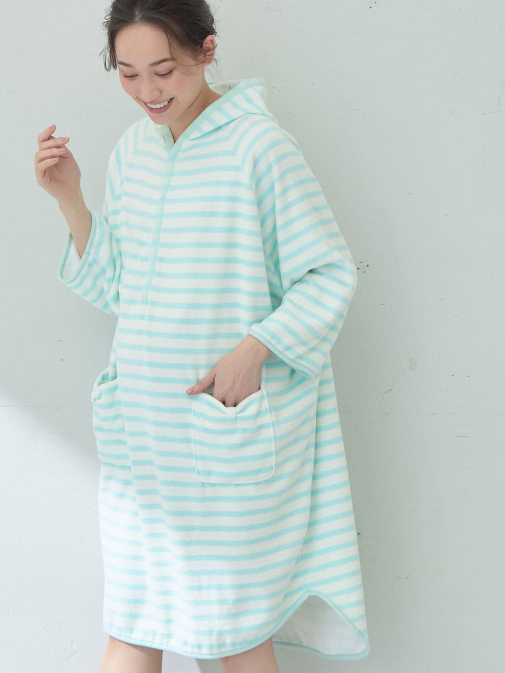 マタニティ パジャマ ルームウェア 部屋着 Fairy ボーダーバスローブチュニック マタニティウェア 授乳服通販 エンジェリーベ 公式