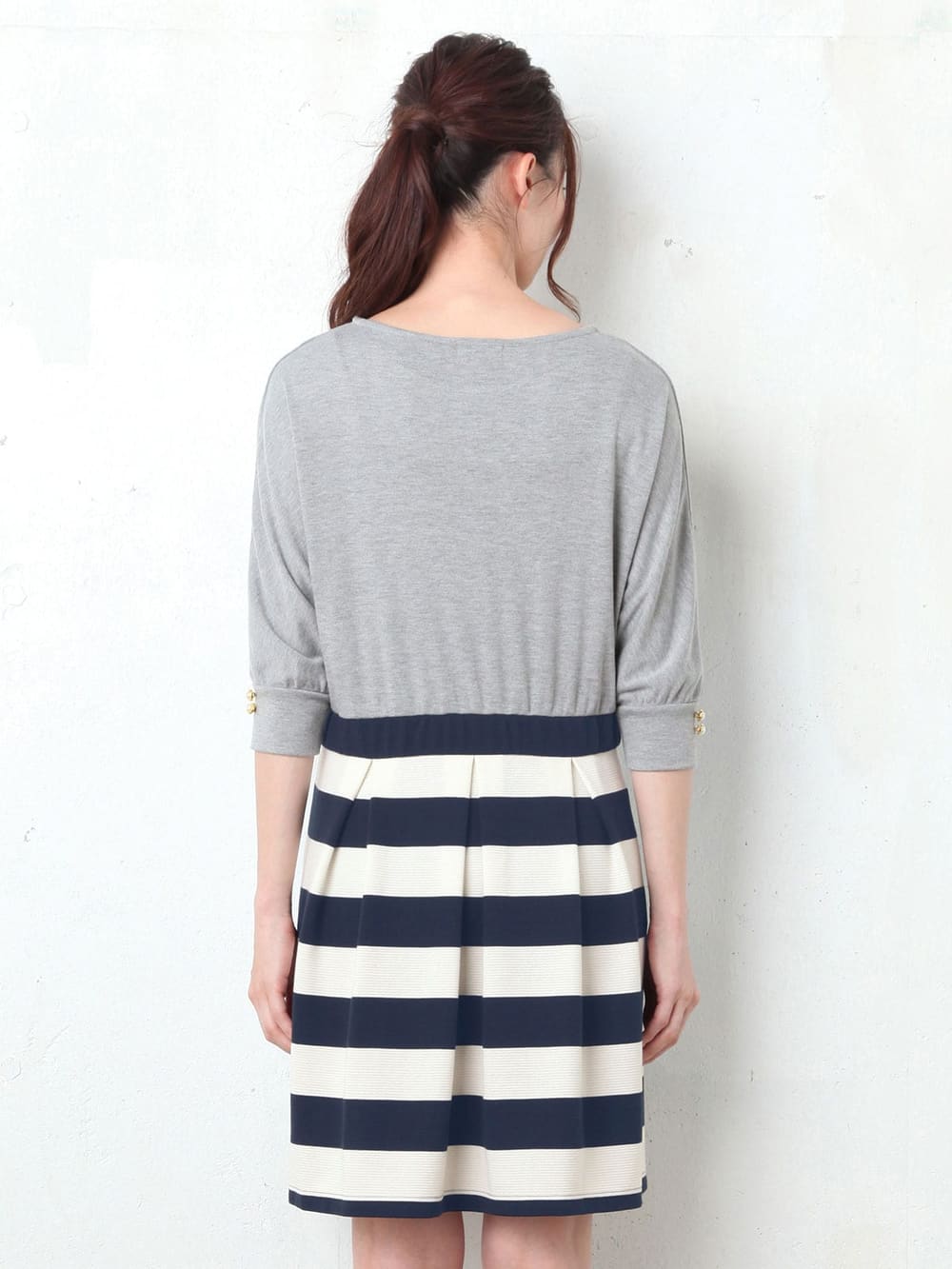 Love Mic 授乳口付 スムース リップルボーダードルマンワンピース エンジェリーベ マタニティウェア 授乳服通販 エンジェリーベ 公式