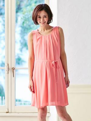 株主優待カテゴリー|LOVE MIC（ラブミック）ジョーゼット2WAYタックワンピース　マタニティ・授乳服|ピンク