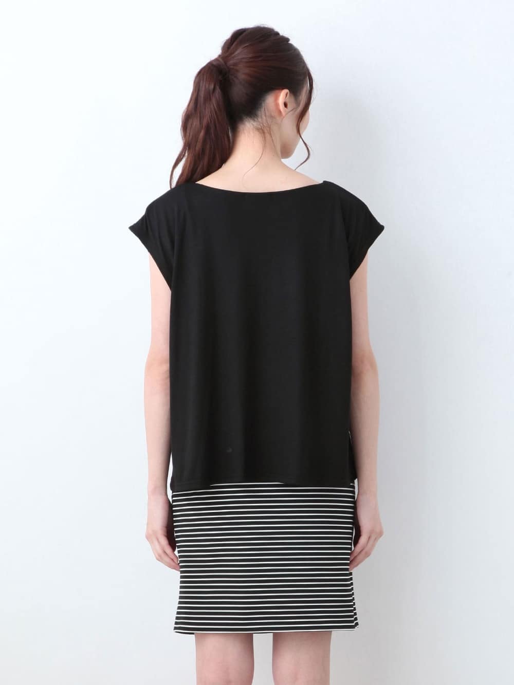 マタニティ ワンピース|【マタニティ・授乳服】ボーダースカートドッキングワンピース【出産後も長く使える】