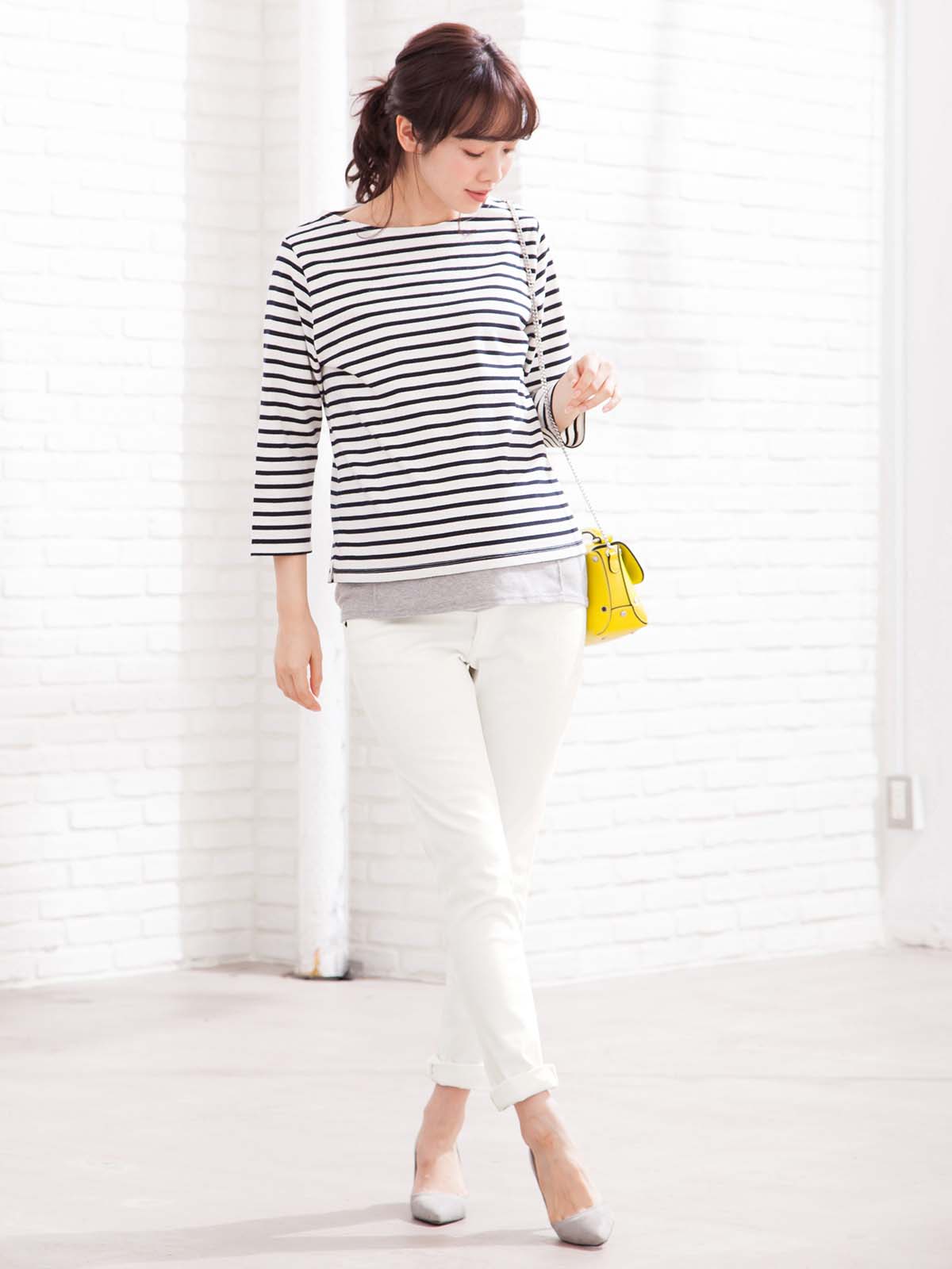 マタニティ パンツ|P・パンツ　ストレッチカラーチノスキニー|ホワイト