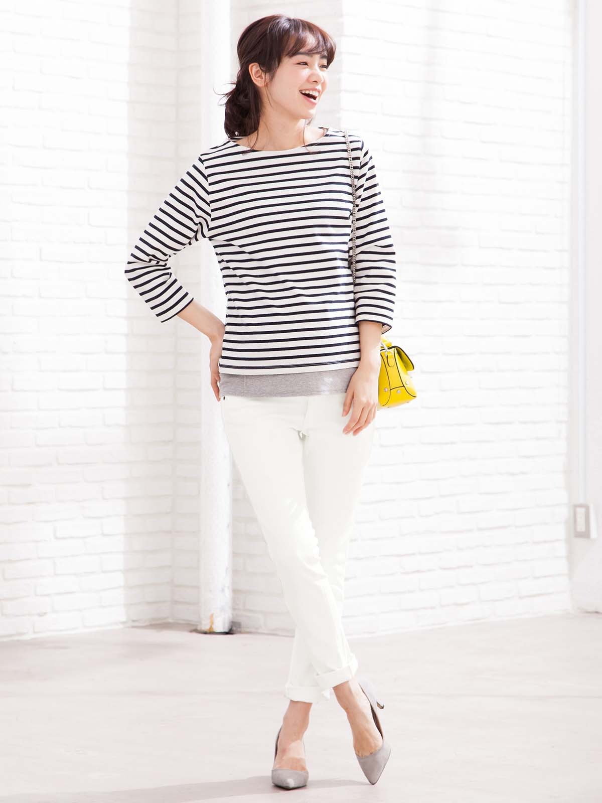 マタニティ パンツ|P・パンツ　ストレッチカラーチノスキニー|ホワイト