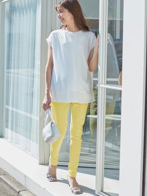 マタニティ パンツ|P・パンツ　ストレッチカラーチノスキニー|ライトイエロー