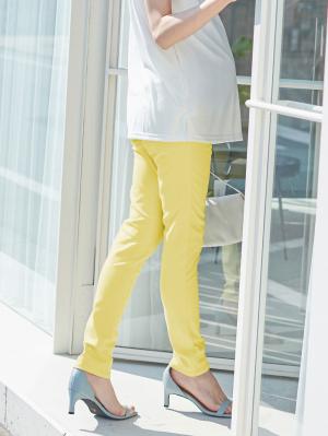 マタニティ パンツ|P・パンツ　ストレッチカラーチノスキニー|ライトイエロー
