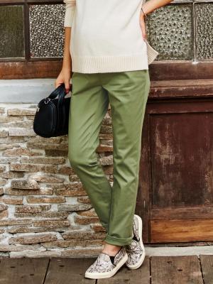 マタニティ パンツ|P・パンツ　ストレッチカラーチノスキニー|オリーブグリーン