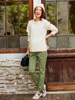 マタニティ パンツ|P・パンツ　ストレッチカラーチノスキニー|オリーブグリーン