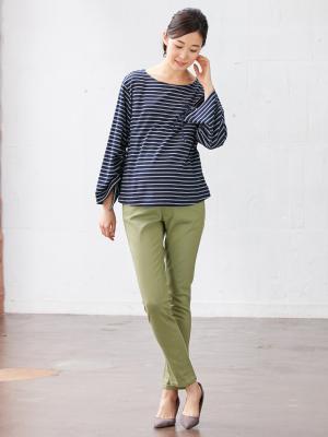 マタニティ パンツ|P・パンツ　ストレッチカラーチノスキニー|オリーブグリーン