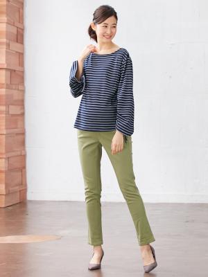 マタニティ パンツ|P・パンツ　ストレッチカラーチノスキニー|オリーブグリーン