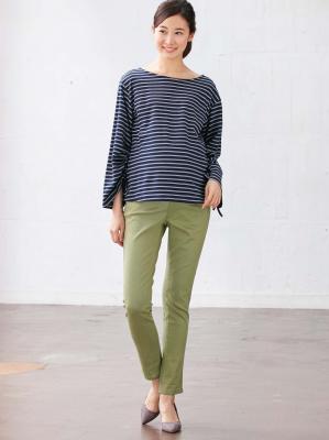 マタニティ パンツ|P・パンツ　ストレッチカラーチノスキニー|オリーブグリーン