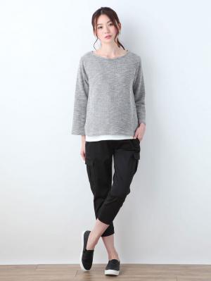 マタニティ パンツ|P・パンツ　サテンカーゴクロプトパンツ|ブラック