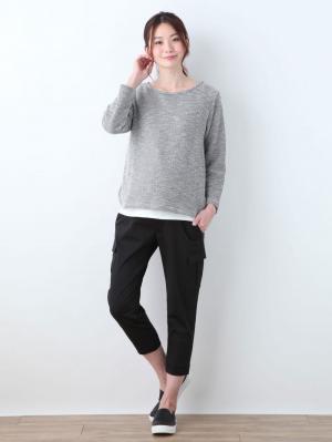 マタニティ パンツ|P・パンツ　サテンカーゴクロプトパンツ|ブラック