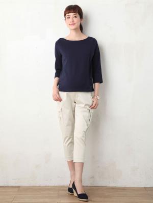 マタニティ パンツ|P・パンツ　サテンカーゴクロプトパンツ|ライトベージュ