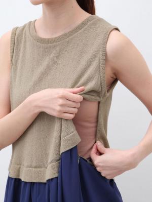 マタニティ ワンピース|ニットソー×シフォンマキシワンピース　マタニティ・授乳服【出産後も長く使える】