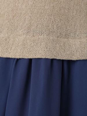 マタニティ ワンピース|ニットソー×シフォンマキシワンピース　マタニティ・授乳服【出産後も長く使える】