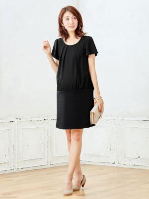 マタニティ ワンピース|LOVE MIC（ラブミック）エステルジョーゼットリップル切り替えワンピース　マタニティ・授乳服【出産後も長く使える】|ブラック