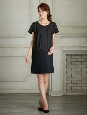 マタニティ ワンピース|LOVE MIC（ラブミック）エステルジョーゼットリップル切り替えワンピース　マタニティ・授乳服【出産後も長く使える】|ブラック