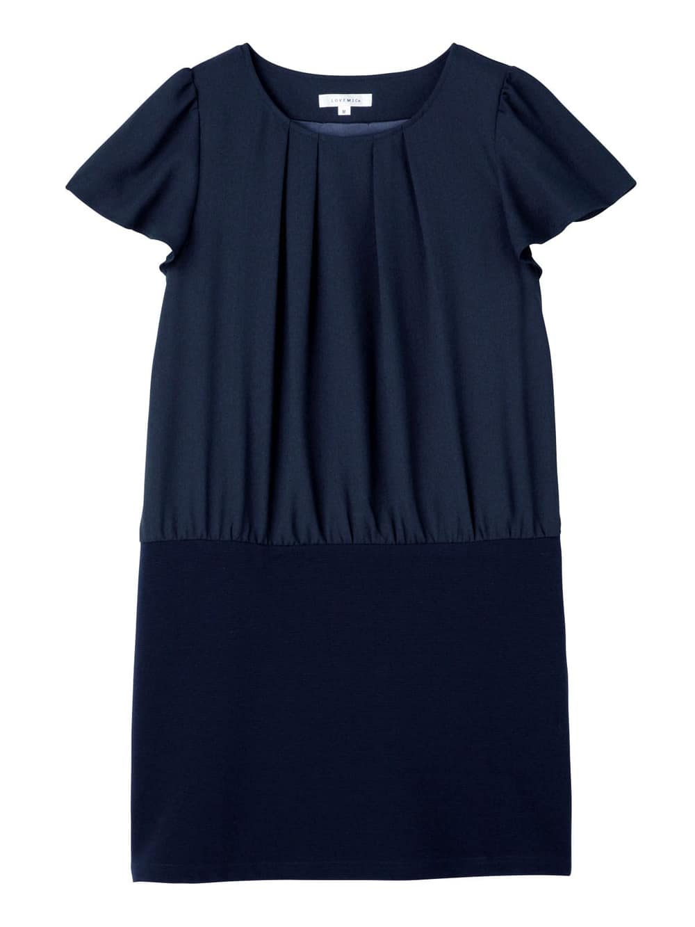 マタニティ ワンピース|LOVE MIC（ラブミック）エステルジョーゼットリップル切り替えワンピース　マタニティ・授乳服【出産後も長く使える】|ネイビー