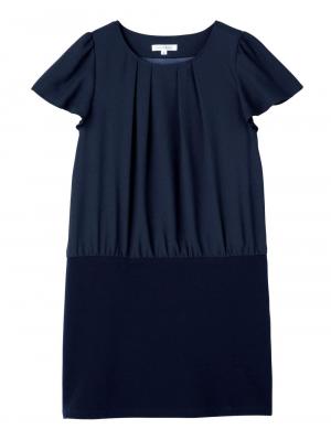 マタニティ ワンピース|LOVE MIC（ラブミック）エステルジョーゼットリップル切り替えワンピース　マタニティ・授乳服【出産後も長く使える】|ネイビー