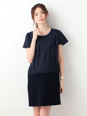 マタニティ ワンピース|LOVE MIC（ラブミック）エステルジョーゼットリップル切り替えワンピース　マタニティ・授乳服【出産後も長く使える】|ネイビー