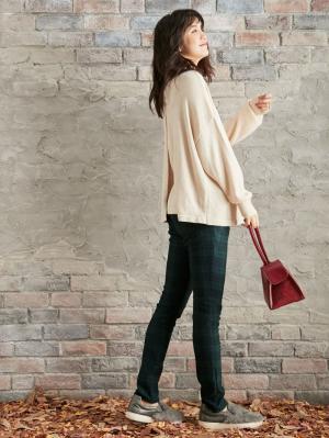 マタニティ パンツ|【産前産後対応】【あったか】裏フェルトタッチ起毛スキニーパンツ【出産後も長く使える】|ブラックウォッチ