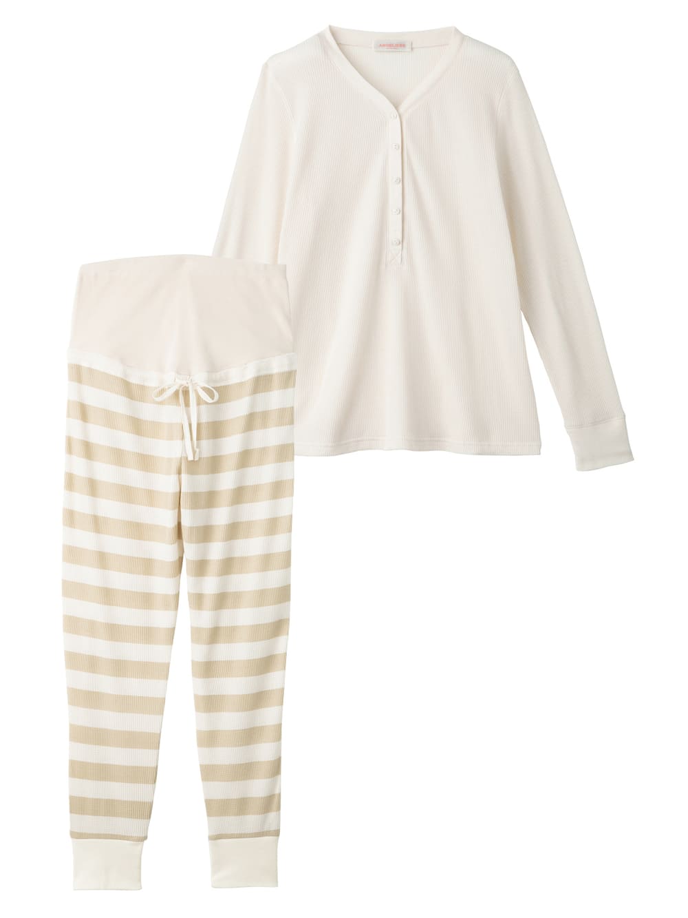 マタニティ パジャマ・ルームウェア|【授乳口付】サーマルプリントパジャマ|アイボリー