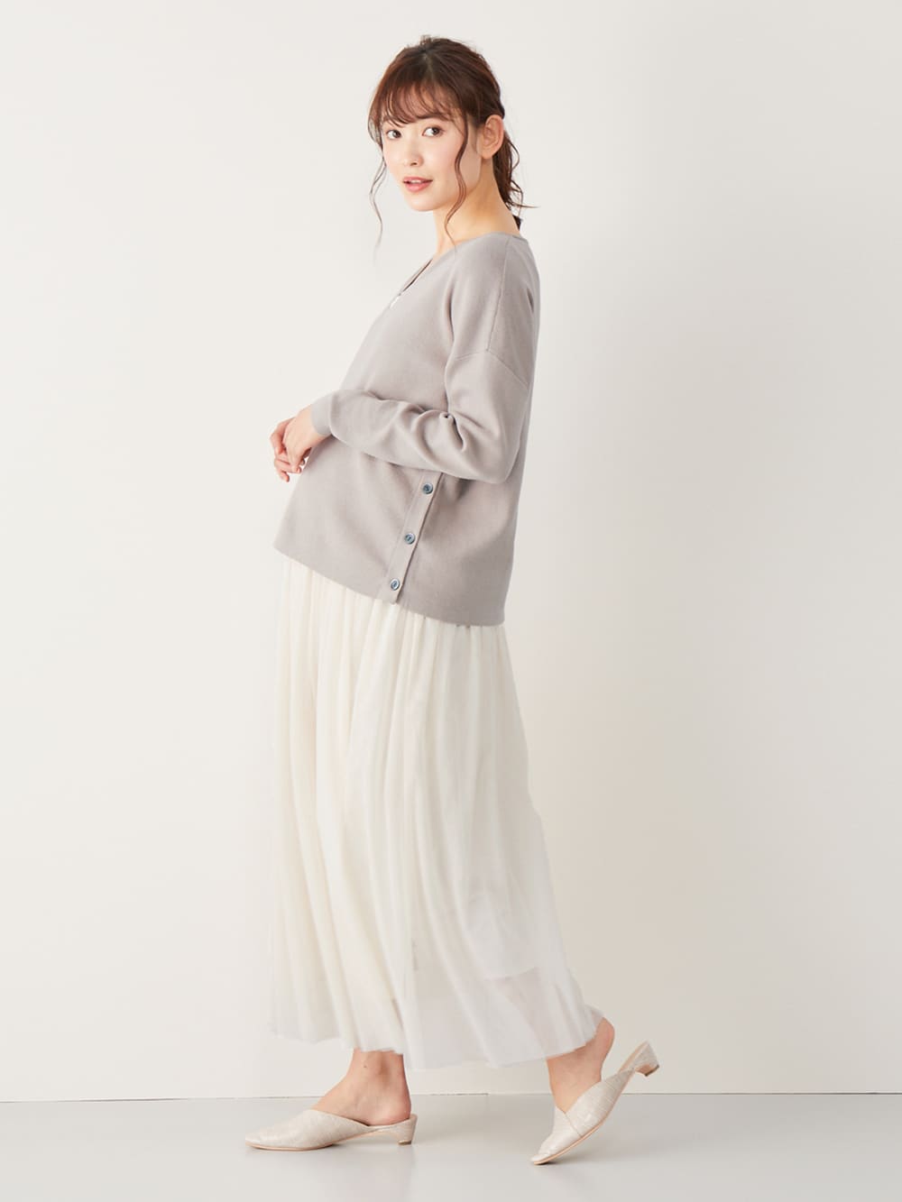 マタニティ スカート 産前産後対応 チュールロングスカート マタニティウェア 授乳服通販 エンジェリーベ 公式