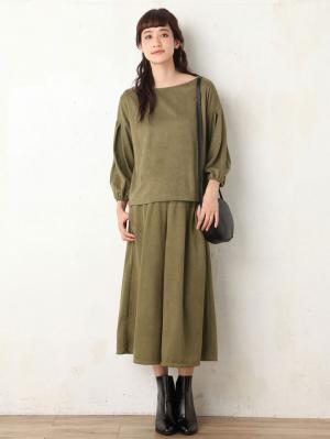 アウトレット|ストレッチスウェードワイドスリーブプルオーバー　マタニティ・授乳服【出産後も長く使える】