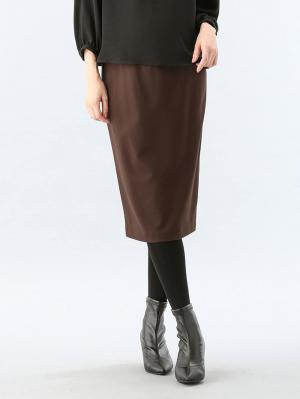 マタニティ スカート|【産前産後対応】フィットタイトスカート(選べるレングス）【出産後も長く使える】|ブラウン(ミモレ丈)