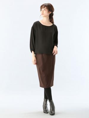 マタニティ スカート|【産前産後対応】フィットタイトスカート(選べるレングス）【出産後も長く使える】|ブラウン(ミモレ丈)