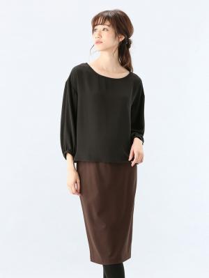 マタニティ スカート|【産前産後対応】フィットタイトスカート(選べるレングス）【出産後も長く使える】|ブラウン(ミモレ丈)