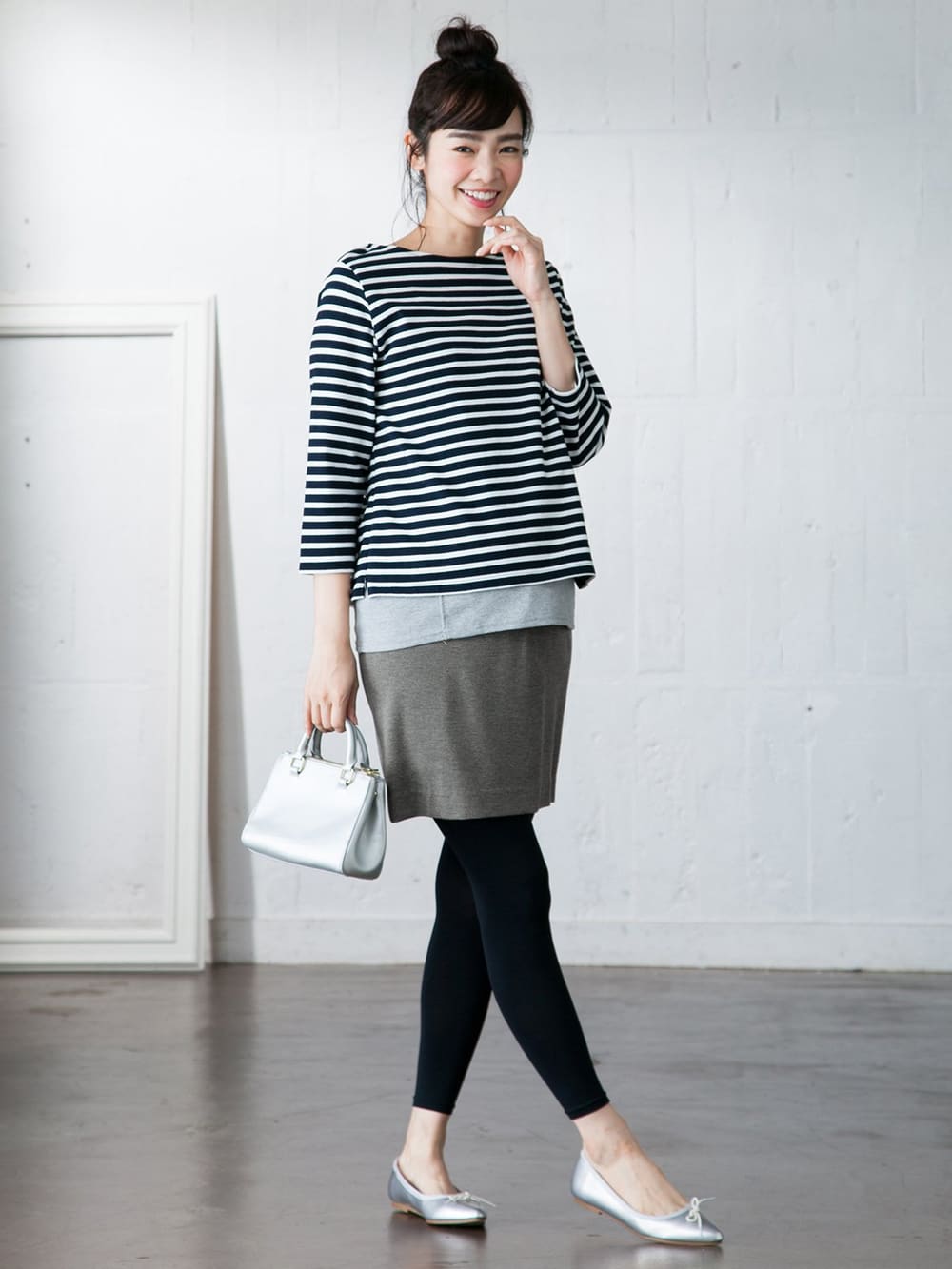 マタニティ スカート|【産前産後対応】フィットタイトスカート(選べるレングス）【出産後も長く使える】|杢グレー（ミニ丈）