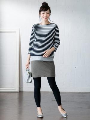 マタニティ スカート|【産前産後対応】フィットタイトスカート(選べるレングス）【出産後も長く使える】|杢グレー（ミニ丈）