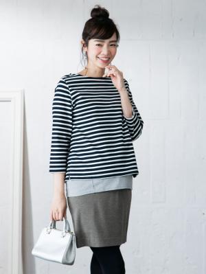 マタニティ スカート|【産前産後対応】フィットタイトスカート(選べるレングス）【出産後も長く使える】|杢グレー（ミニ丈）