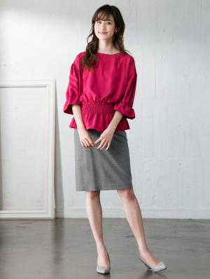 マタニティ スカート|【産前産後対応】フィットタイトスカート(選べるレングス）【出産後も長く使える】|杢グレー（ミドル丈）