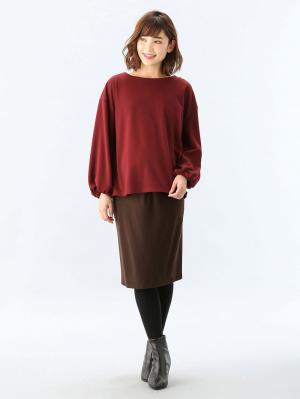 マタニティ スカート|【産前産後対応】フィットタイトスカート(選べるレングス）【出産後も長く使える】|ブラウン(ミドル丈)