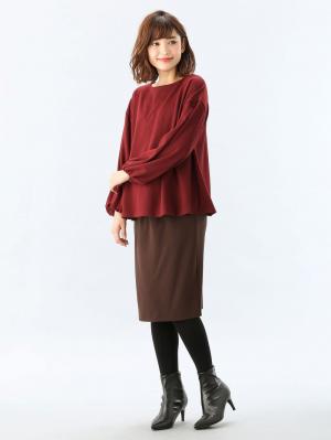 マタニティ スカート|【産前産後対応】フィットタイトスカート(選べるレングス）【出産後も長く使える】|ブラウン(ミドル丈)