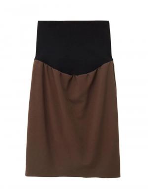 マタニティ スカート|【産前産後対応】フィットタイトスカート(選べるレングス）【出産後も長く使える】|ブラウン(ミドル丈)