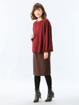 マタニティ スカート|【産前産後対応】フィットタイトスカート(選べるレングス）【出産後も長く使える】|ブラウン(ミドル丈)