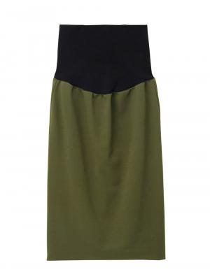 マタニティ スカート|【産前産後対応】フィットタイトスカート(選べるレングス）【出産後も長く使える】|カーキ(ミモレ丈)