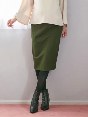 マタニティ スカート|【産前産後対応】フィットタイトスカート(選べるレングス）【出産後も長く使える】|カーキ(ミモレ丈)