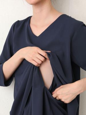 マタニティ トップス|レイヤードVネックトップス マタニティ・授乳服【出産後も長く使える】