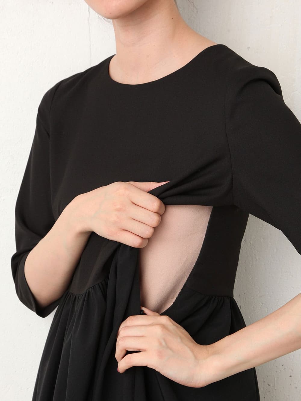 マタニティ ワンピース|異素材ワンピース　マタニティ・授乳服【出産後も長く使える】