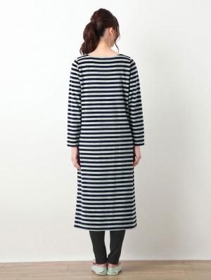 マタニティ パジャマ・ルームウェア|【授乳口付】【産後も使えるパンツ付】カットベロアボーダーマキシワンピパジャマ