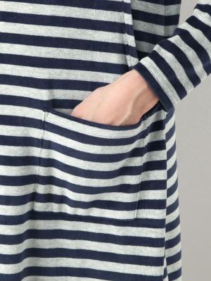 マタニティ パジャマ・ルームウェア|【授乳口付】【産後も使えるパンツ付】カットベロアボーダーマキシワンピパジャマ