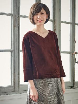 マタニティ トップス|ベロアVネックプルオーバー　マタニティ・授乳服