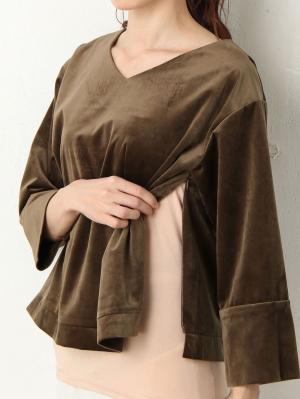 マタニティ トップス|ベロアVネックプルオーバー　マタニティ・授乳服