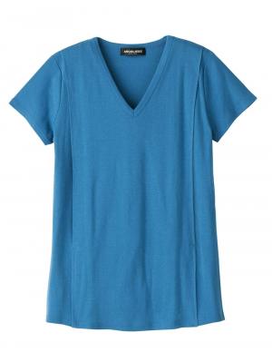 マタニティ トップス|綿混やわらかフライス半袖VネックTシャツ マタニティ・授乳服【出産後も長く使える】